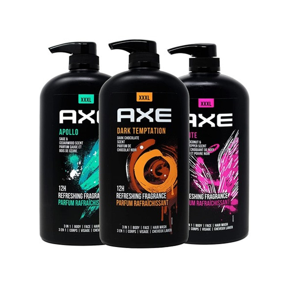 4 Pack AXE Body Wash – 400ml Each – Assorted Scent Combo – Nutrium Moisture – All Skin Types