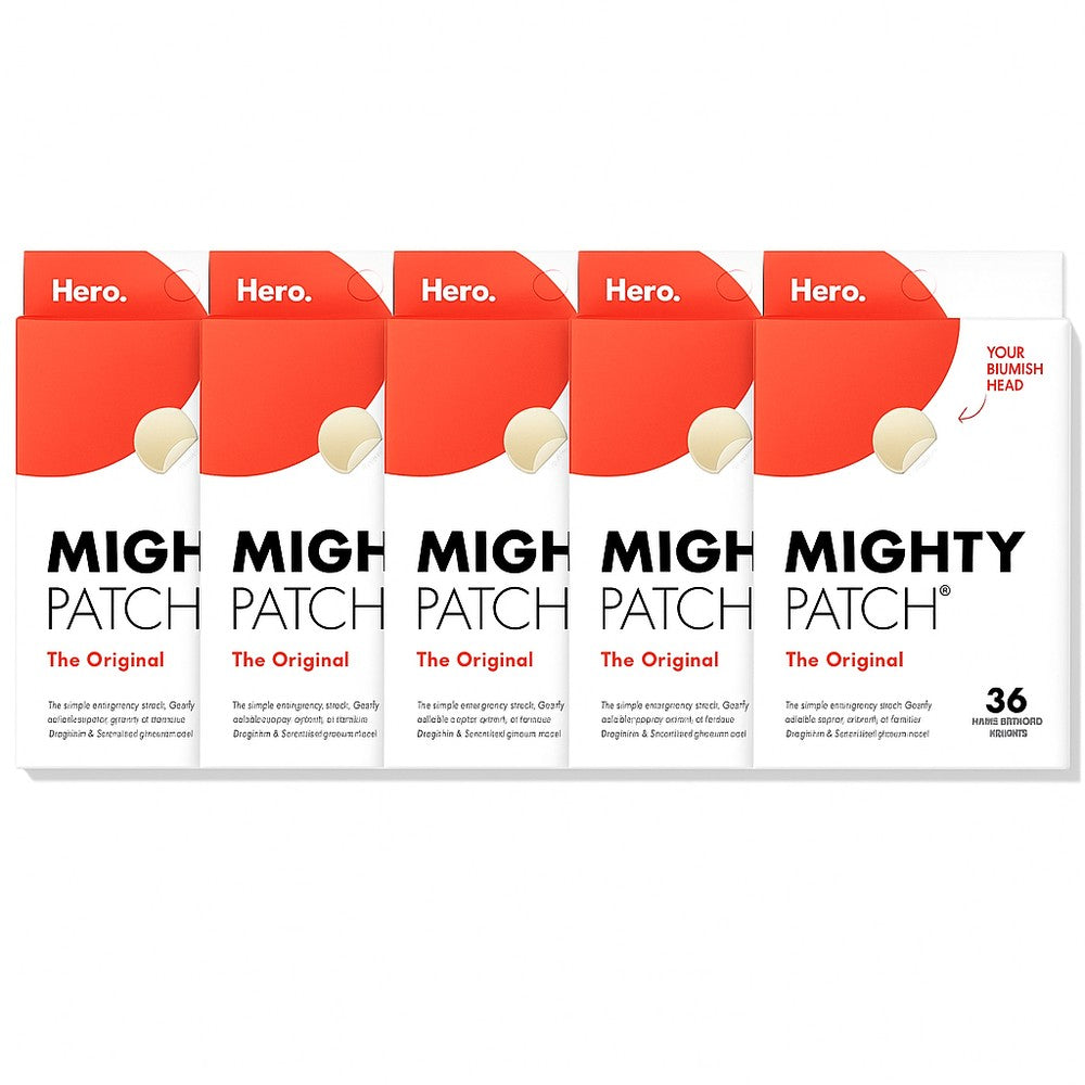 5-Pack Mighty Patch - Hydrocolloid Acne Pimple Patch for Covering Zits and Blemishes, Spot Stickers for Face and Skin (180Ct Total)