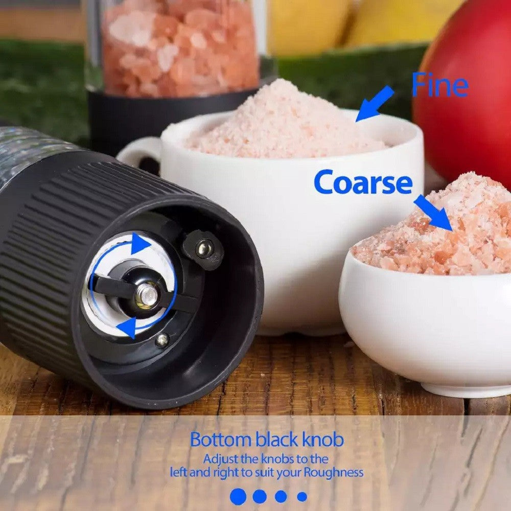 Nuvita 2 Pack Black and White Electric Salt and Pepper Grinder Soft Feel