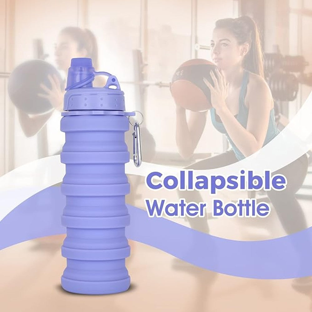 2 Pack 17OZ Silicone Folding Outdoor Sports Camping Drink Bottles Collapsible Water Bottle