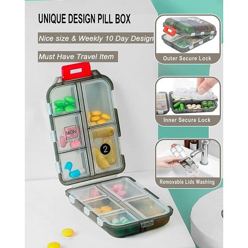 3 pack Travel Pill Organizer Moisture Proof Pills Box for Pocket Daily 12 Grids Pill Case Portable Medicine Vitamin Holder
