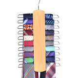 Premium Wooden Necktie and Belt Hanger with a Non-Slip Finish - 20 Hooks