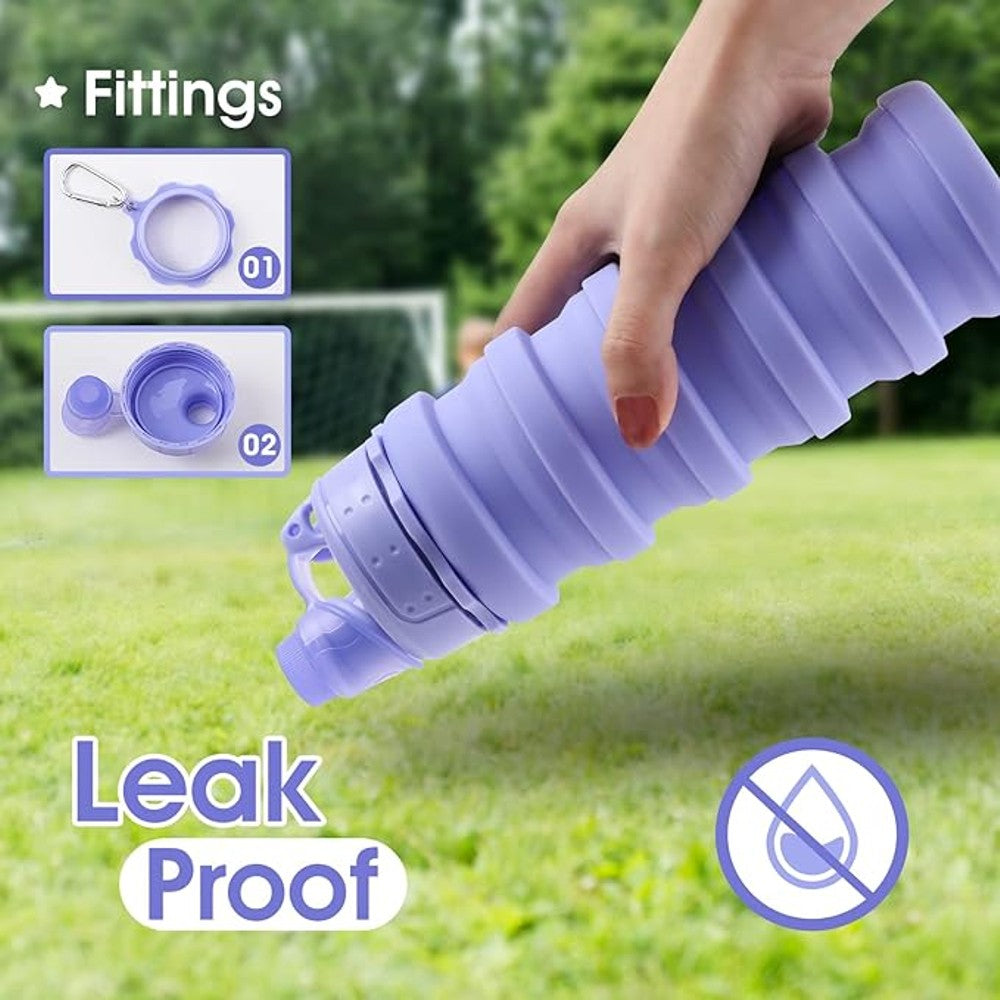 2 Pack 17OZ Silicone Folding Outdoor Sports Camping Drink Bottles Collapsible Water Bottle