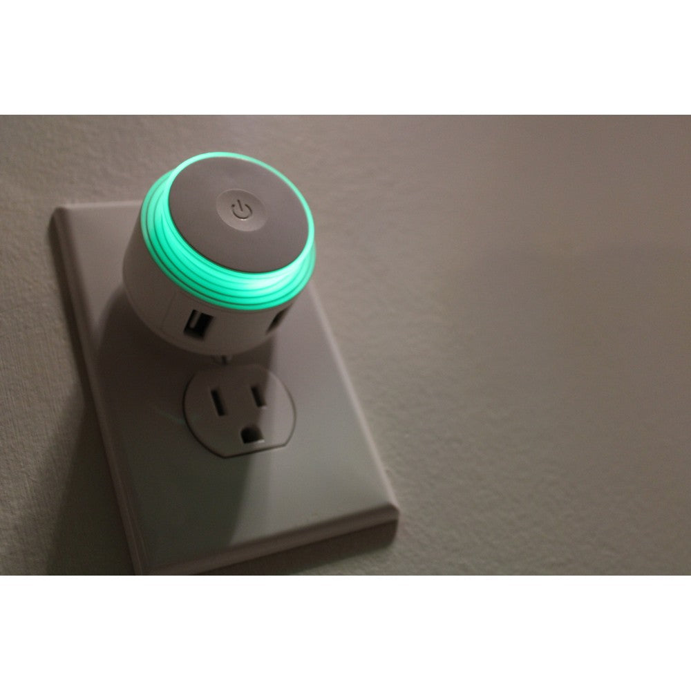 3 Pack 2 Port USB Charger with RGB Night Light