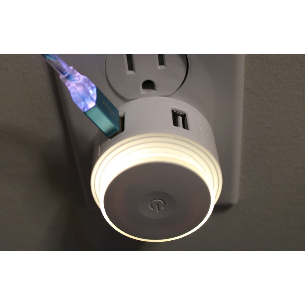 3 Pack 2 Port USB Charger with RGB Night Light