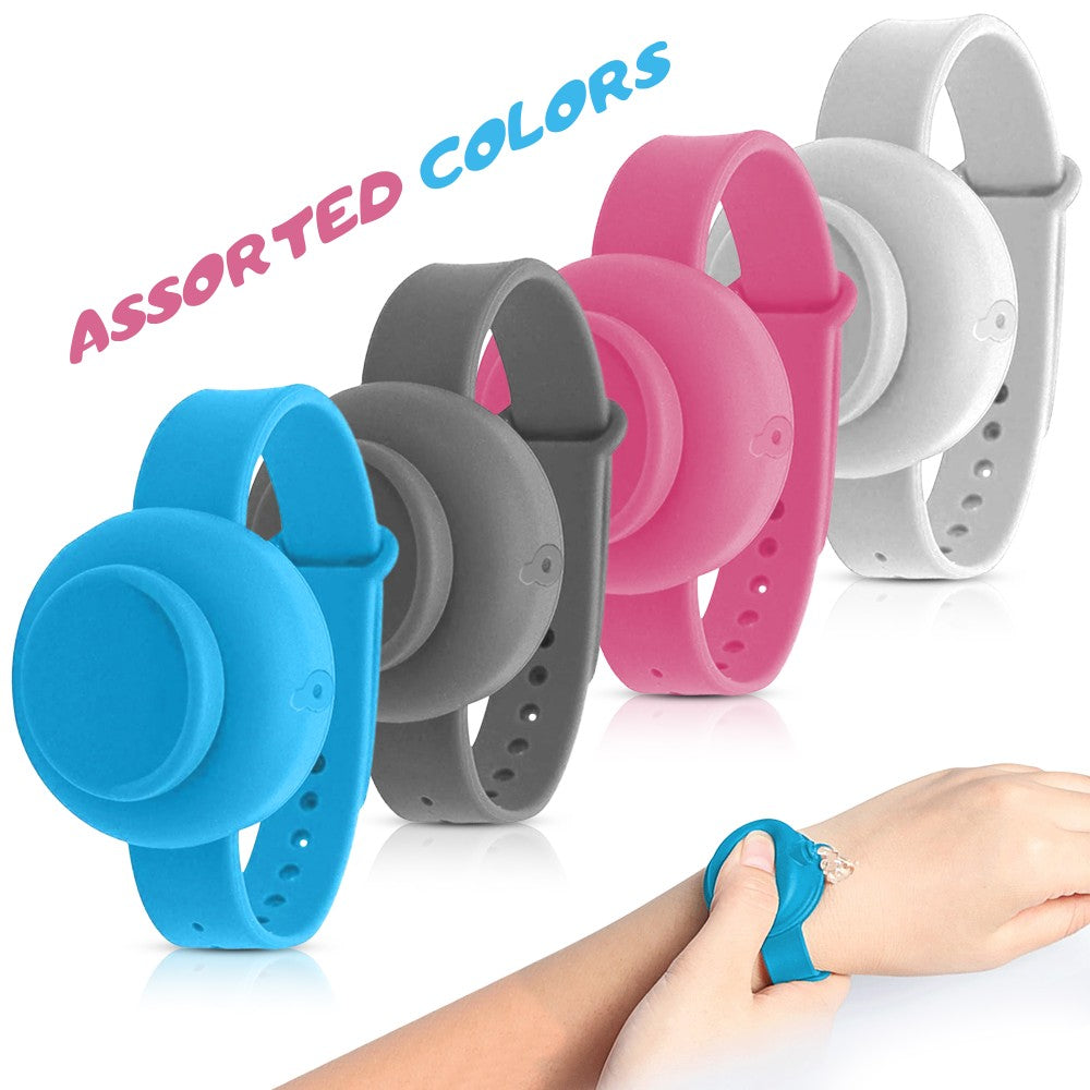 4 Pack Assorted Colors Hand Sanitizer Silicone Refillable Adjustable Wristband
