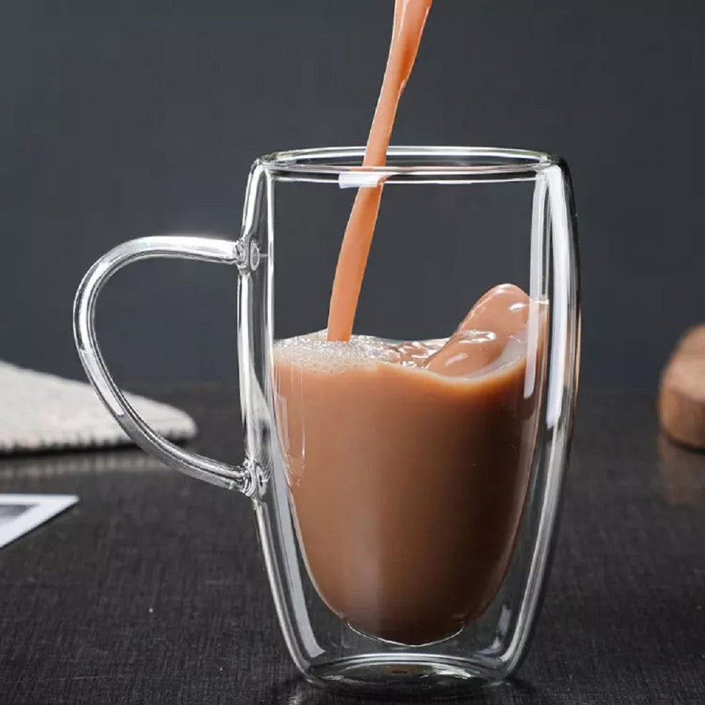 Eravino 4 Pack 12oz Double Wall Glass Mugs