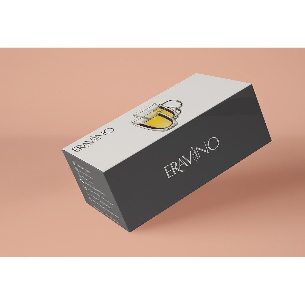 Eravino 4 Pack 12oz Double Wall Glass Mugs