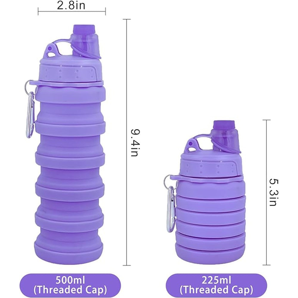 2 Pack 17OZ Silicone Folding Outdoor Sports Camping Drink Bottles Collapsible Water Bottle