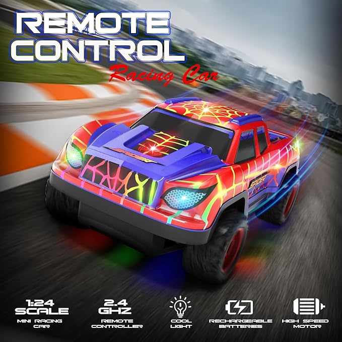 2-Pack Remote Control Vehicles – Red Spider Pick-Up Truck & VRG 4WD Stunt Car