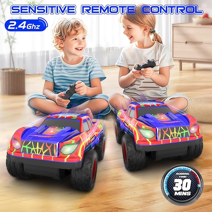 2-Pack Remote Control Vehicles – Red Spider Pick-Up Truck & VRG 4WD Stunt Car