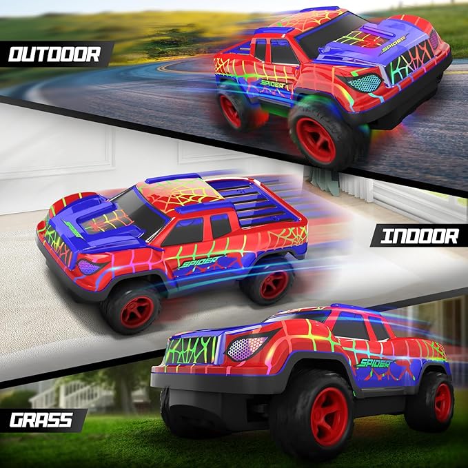 2-Pack Remote Control Vehicles – Red Spider Pick-Up Truck & VRG 4WD Stunt Car