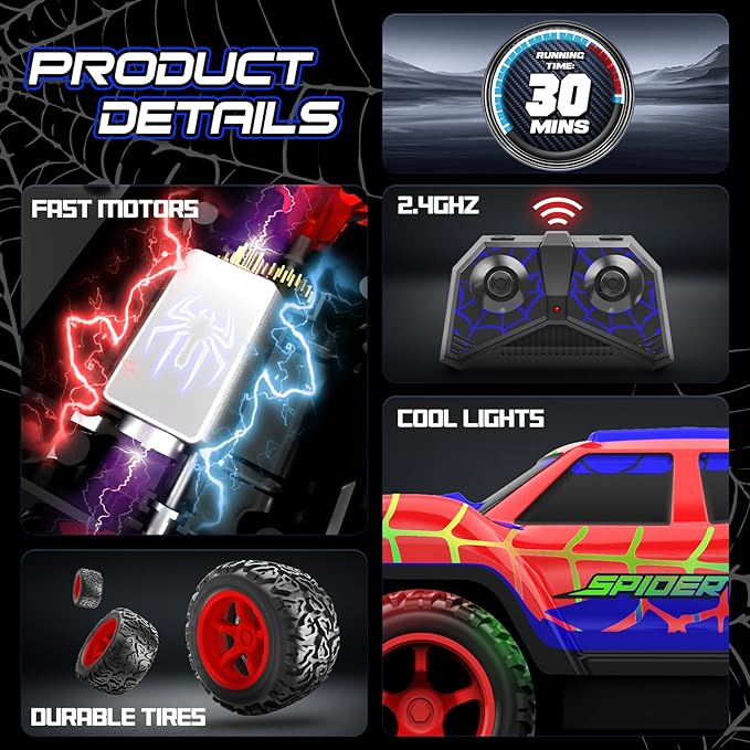 2-Pack Remote Control Vehicles – Red Spider Pick-Up Truck & VRG 4WD Stunt Car