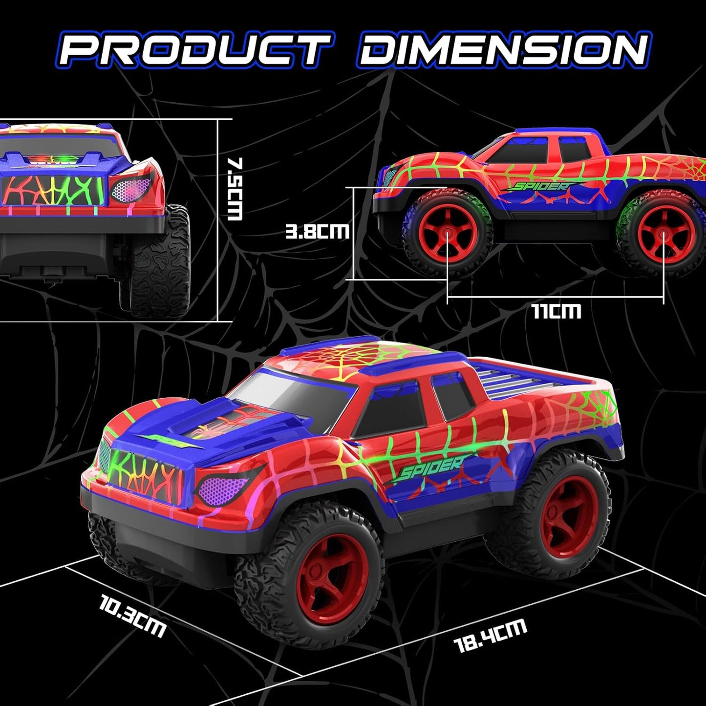 2-Pack Remote Control Vehicles – Red Spider Pick-Up Truck & VRG 4WD Stunt Car