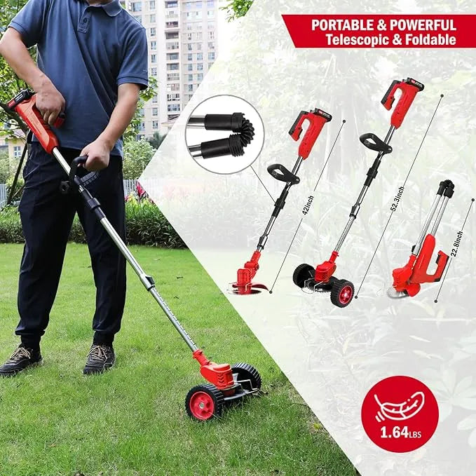 Electric Weed Wacker Cordless – 2 24V 4000mahBatteries – 12 Blades