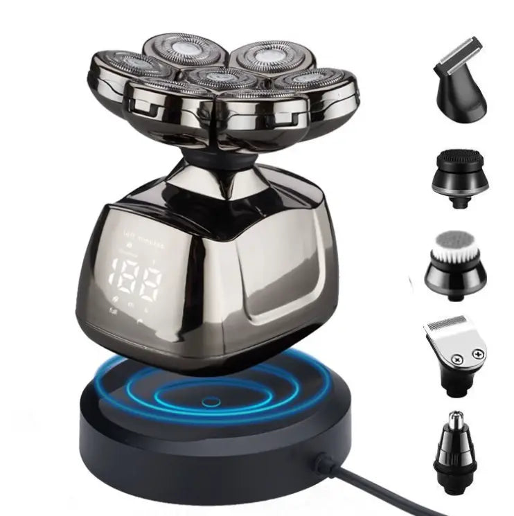 Waterproof 6 In 1 7D Men's Electric Shaver Razor With Wireless Charger