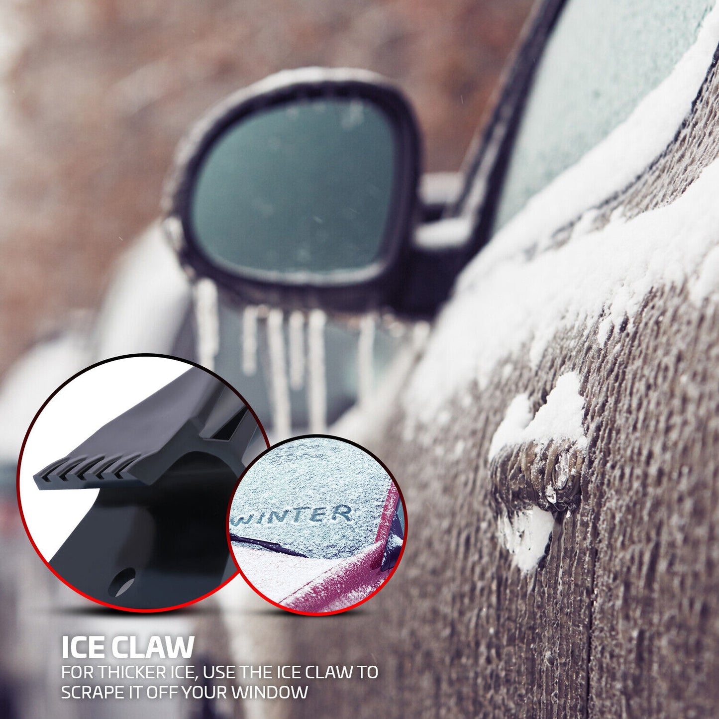 Ice Scraper & Crusher Tool, For Ice & Snow Removal Anti-Scratch