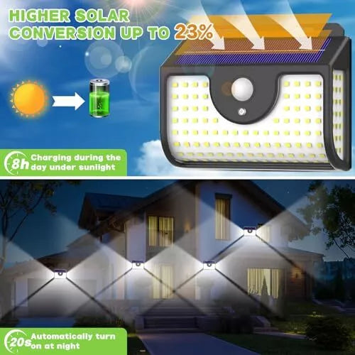 Solar Lights Outdoor 4 Pack, Ultra Bright 134LED Motion Sensor