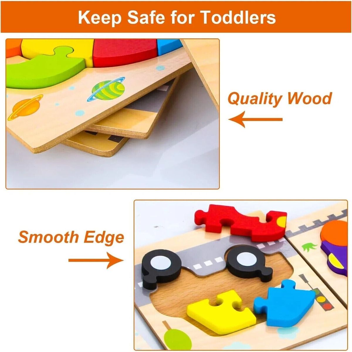 SKYFIELD™ Wooden Vehicle Puzzles, Montessori Learning (Set of 6)