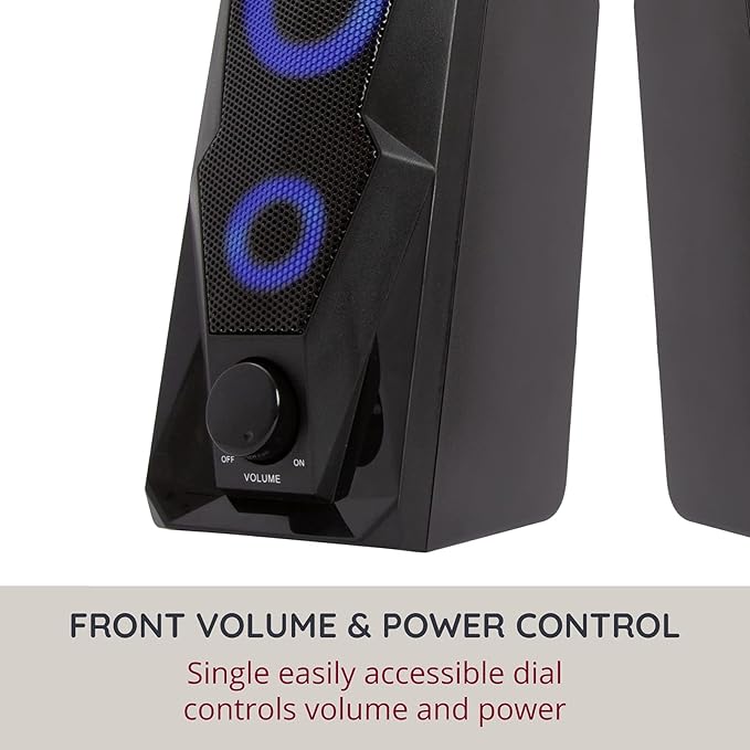 i-Star PC Speakers – Compact 6W Wired Computer Speakers – 3.5mm Jack – RGB LED Lights
