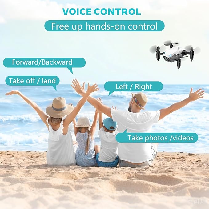 Drone with Camera – White – Foldable Wings – Voice & Gesture Control – 2 Rechargeable Batteries