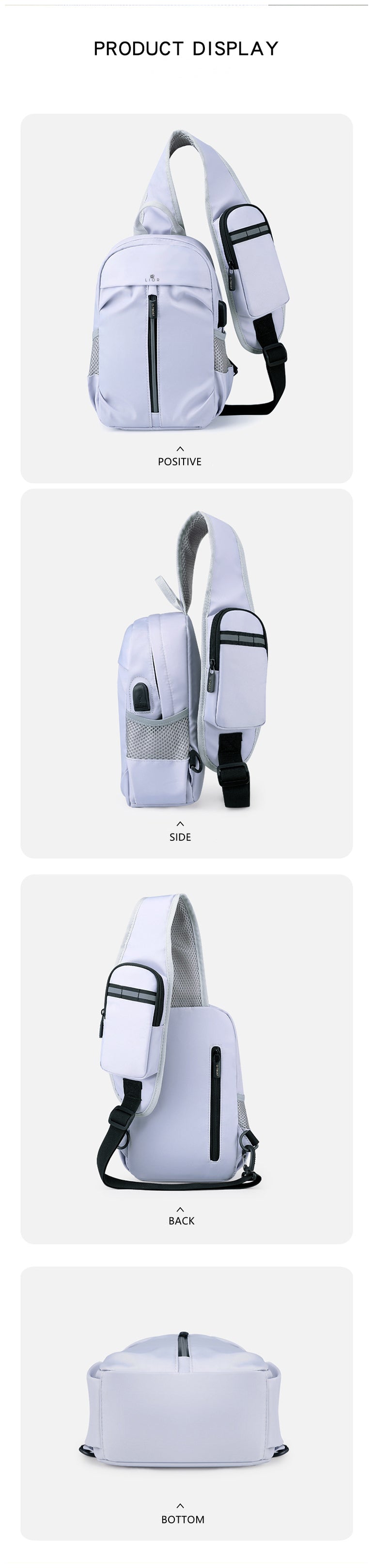 Lior USB Charging Port Multi Pocket Shoulder Bag