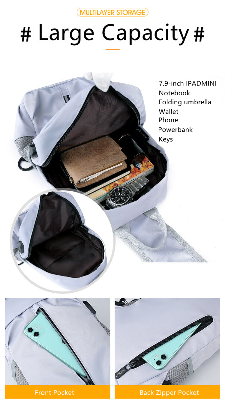 Lior USB Charging Port Multi Pocket Shoulder Bag