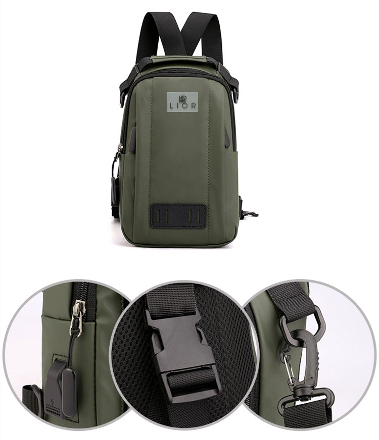 Lior Sling Backpack Chest Bag with USB Socket Small Travel Hiking Daypack