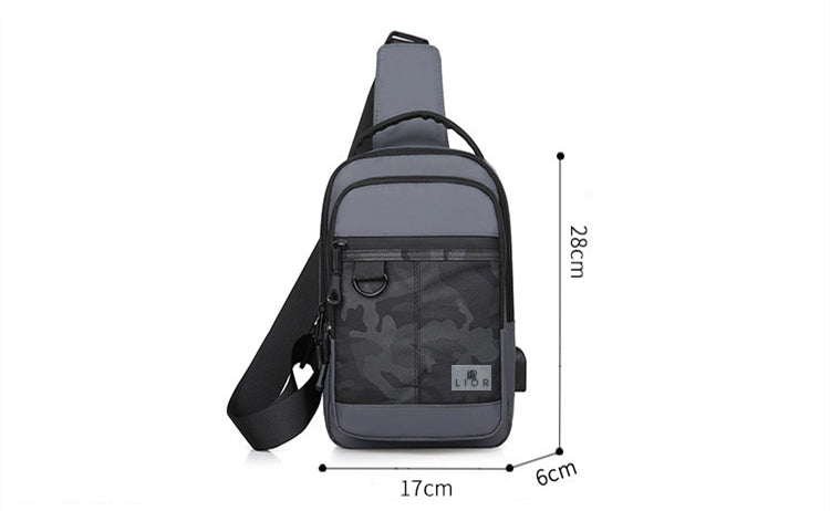Lior Crossbody Camouflage Shoulder Chest Bags with USB Charger Port