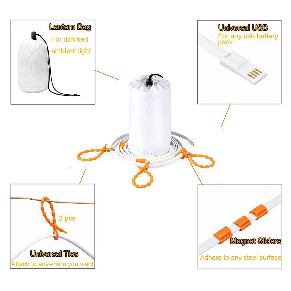 5Ft Portable USB LED Rope Light and Lantern