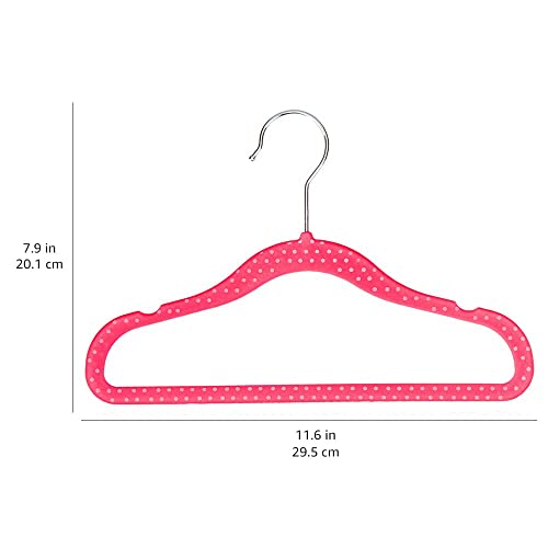 AmazonBasics Kids Velvet Non-Slip Clothes Hangers, 30-Pack, Pink Polka Dot