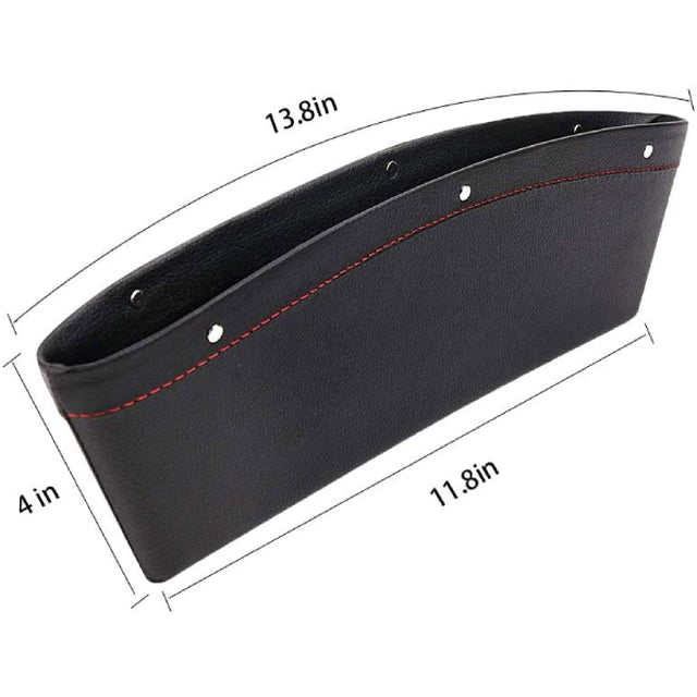 Universal Left/Right Car Seat Gap PU Leather Storage Pouch (2-Pack)