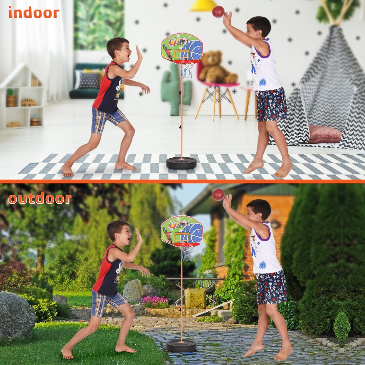 Kids Basketball Hoop Play Set – Adjustable Height 25-52 Inches