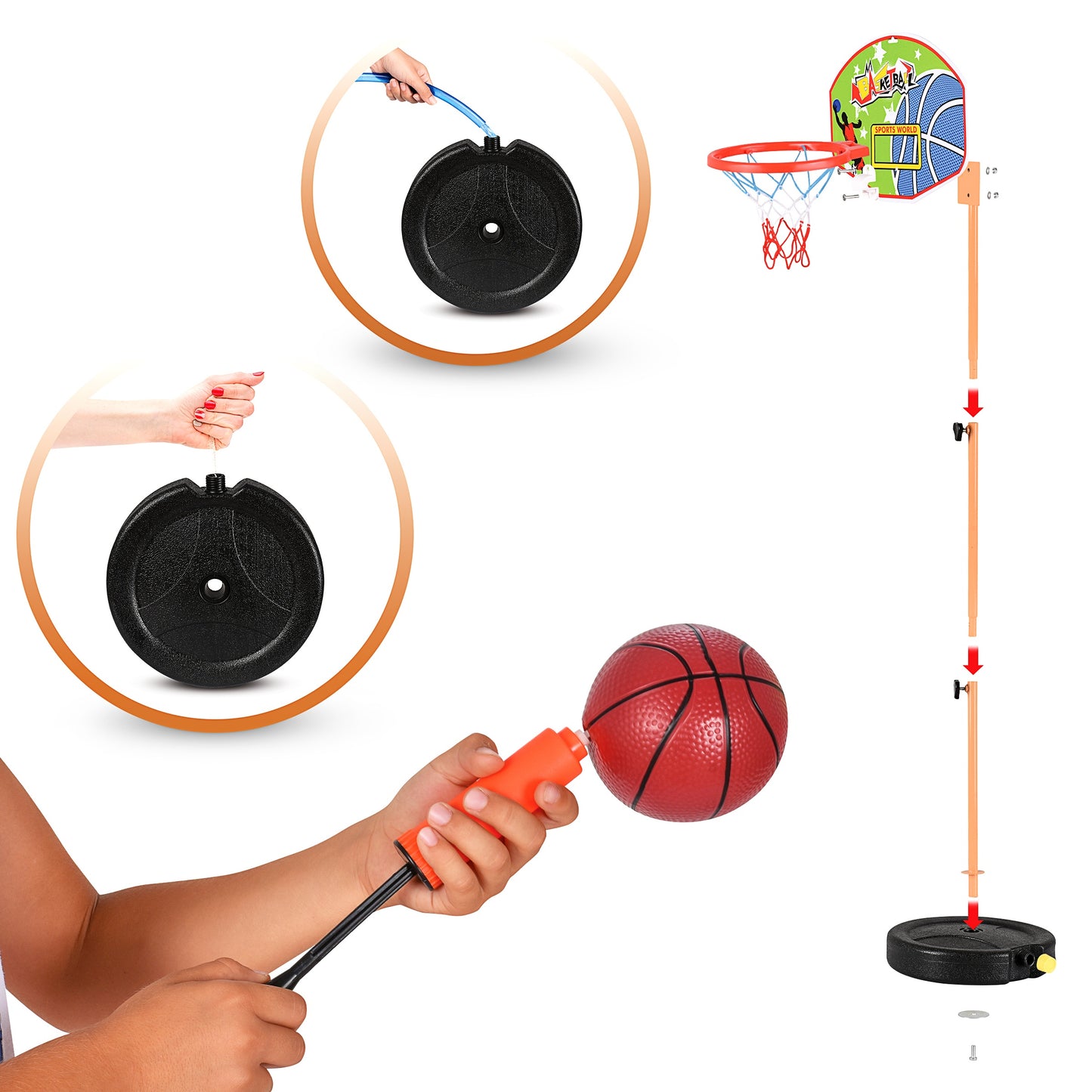 Kids Basketball Hoop Play Set – Adjustable Height 25-52 Inches