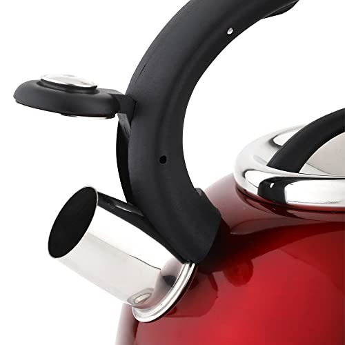 Amazon Basics Stainless Steel Tea Kettle, 2.5-Quart, Red