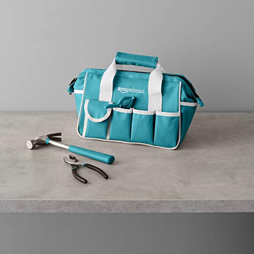 Amazon Basics Tool Set with Tool Bag - 82-Piece, Pink or Blue