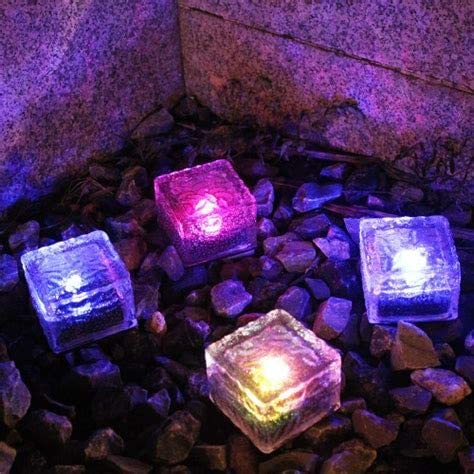 4 Pack Solar Glass Brick Light