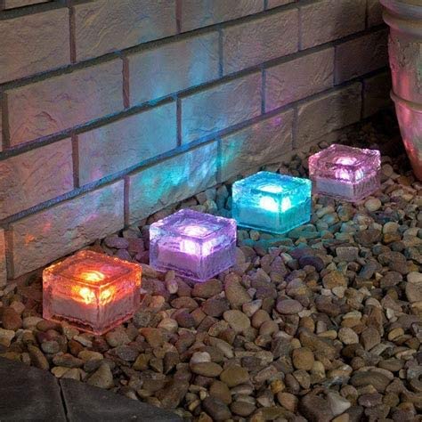 4 Pack Solar Glass Brick Light