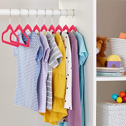 AmazonBasics Kids Velvet Non-Slip Clothes Hangers, 30-Pack, Pink Polka Dot