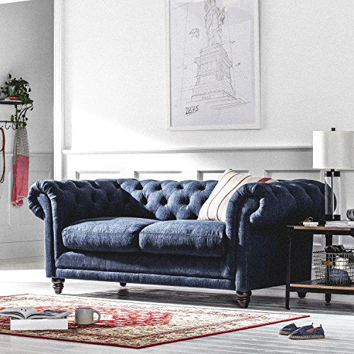Amazon Brand – Stone & Beam Glass Column Living Room Table Desk Lamp With Light Bulb and Linen Shade, 23"H, Black
