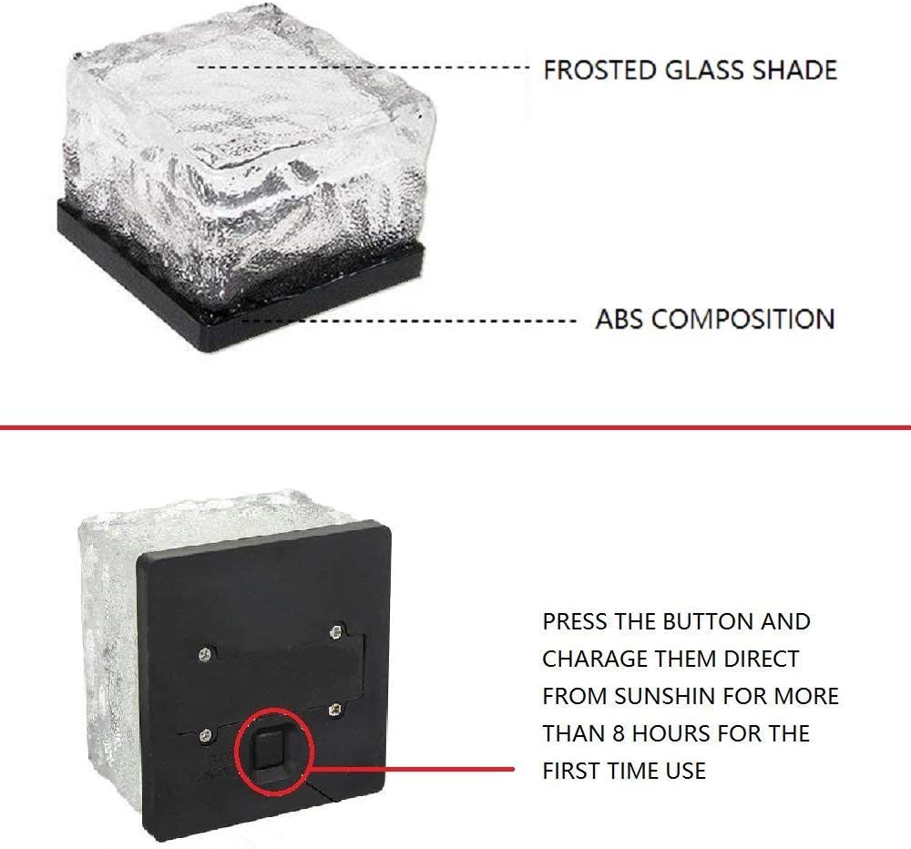 4 Pack Solar Glass Brick Light