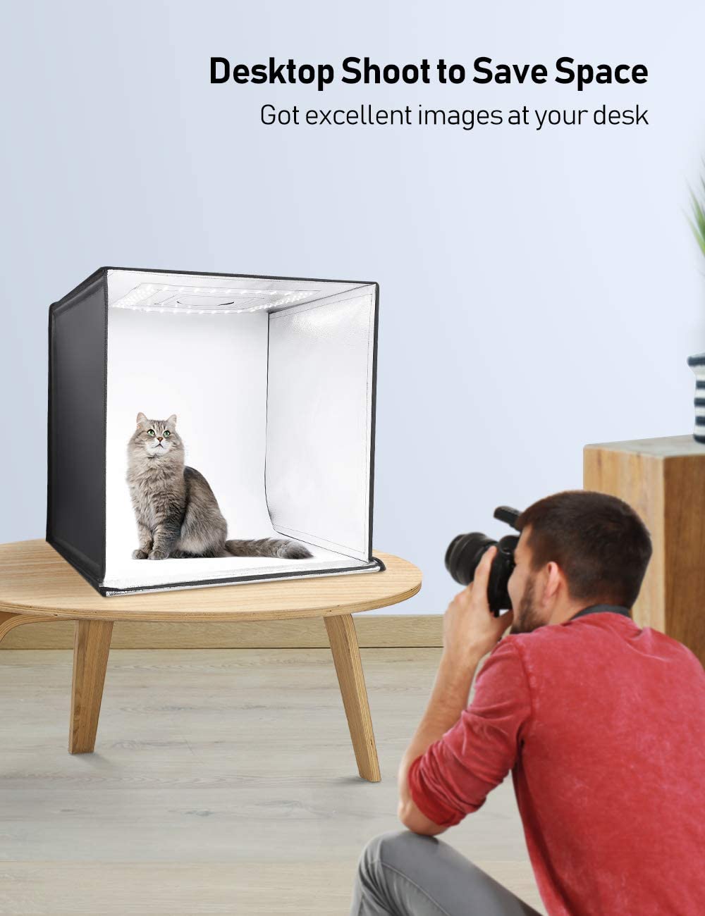 ESDDI Photo Studio Light Box 24"/60cm Adjustable Brightness Portable Folding Hook & Loop