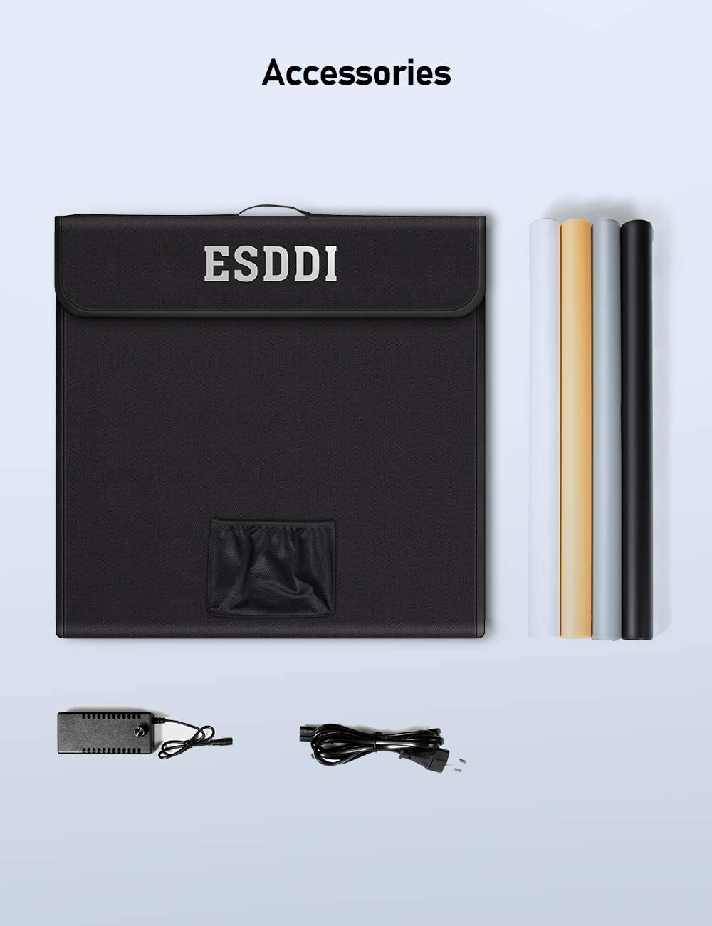 ESDDI Photo Studio Light Box 24"/60cm Adjustable Brightness Portable Folding Hook & Loop