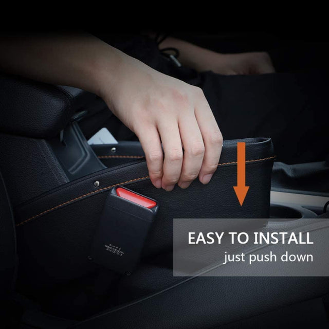 Universal Left/Right Car Seat Gap PU Leather Storage Pouch (2-Pack)