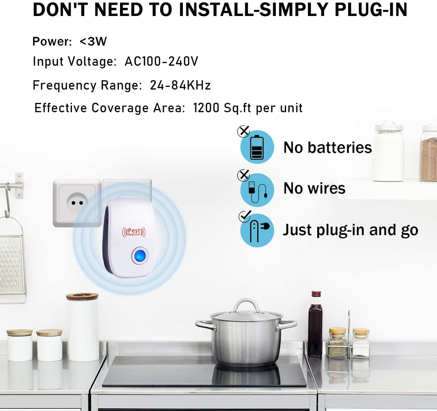 6 Pack Ultrasonic Pest Repeller Electronic Plug in