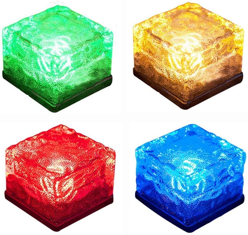 4 Pack Solar Glass Brick Light