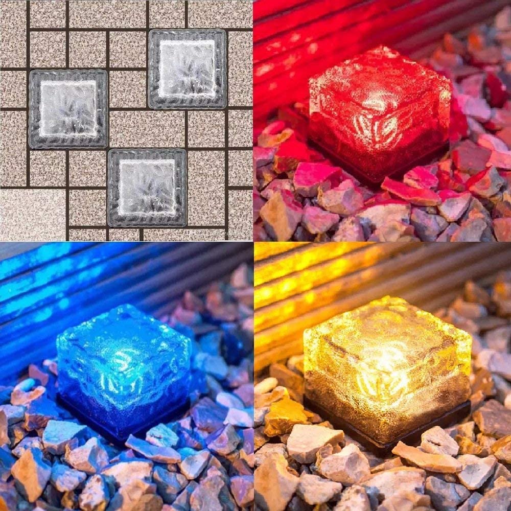 4 Pack Solar Glass Brick Light
