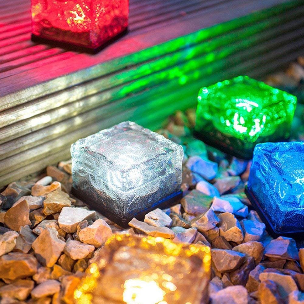 4 Pack Solar Glass Brick Light