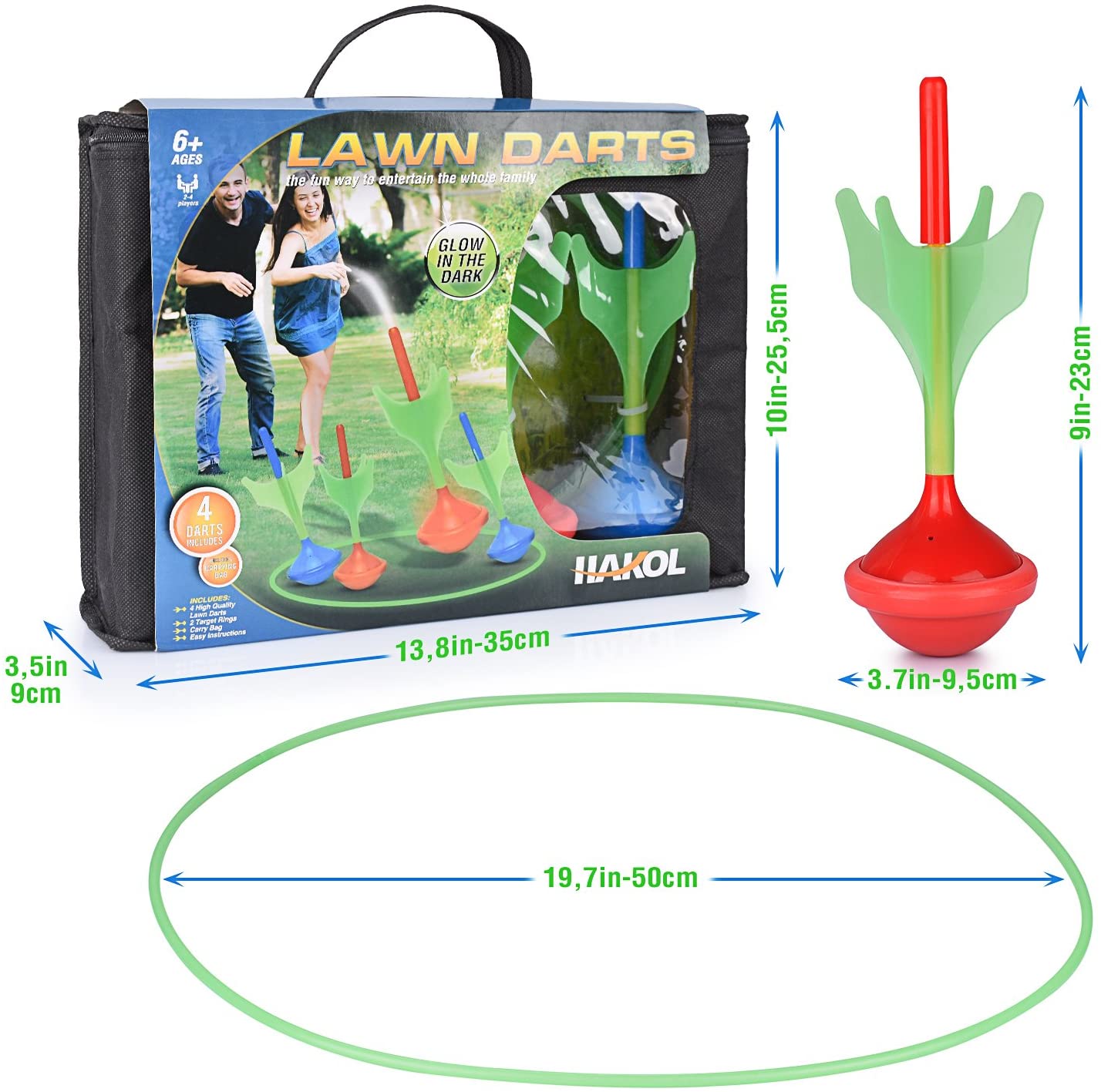 Lawn Darts Game – Glow in The Dark, Outdoor Backyard Toy for Kids & Adults | Fun for The Entire Family | Work On Your Aim & Accuracy While Having A Blast