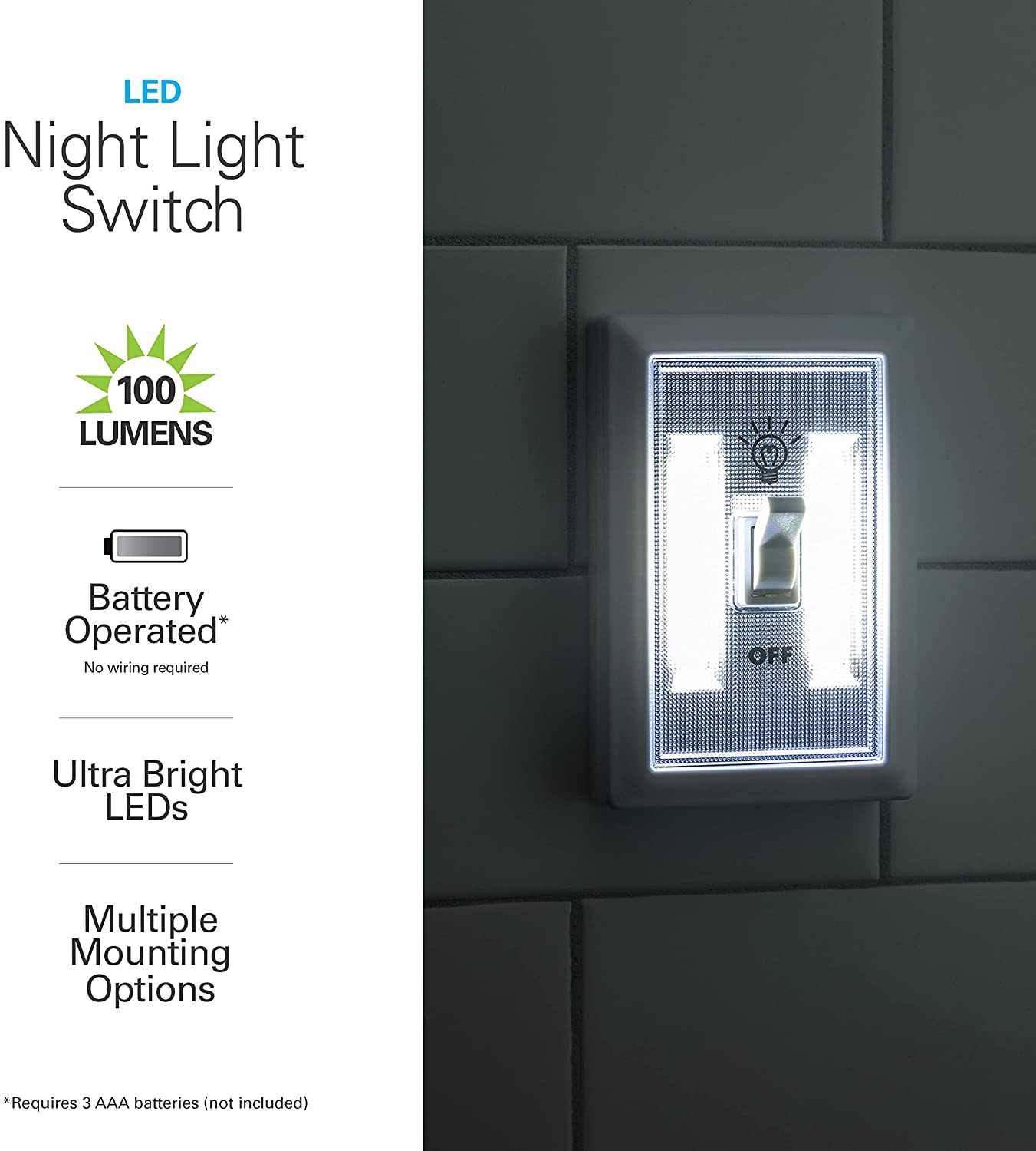 4 Pack Wireless LED Light Switch Battery Operated-Batteries Included